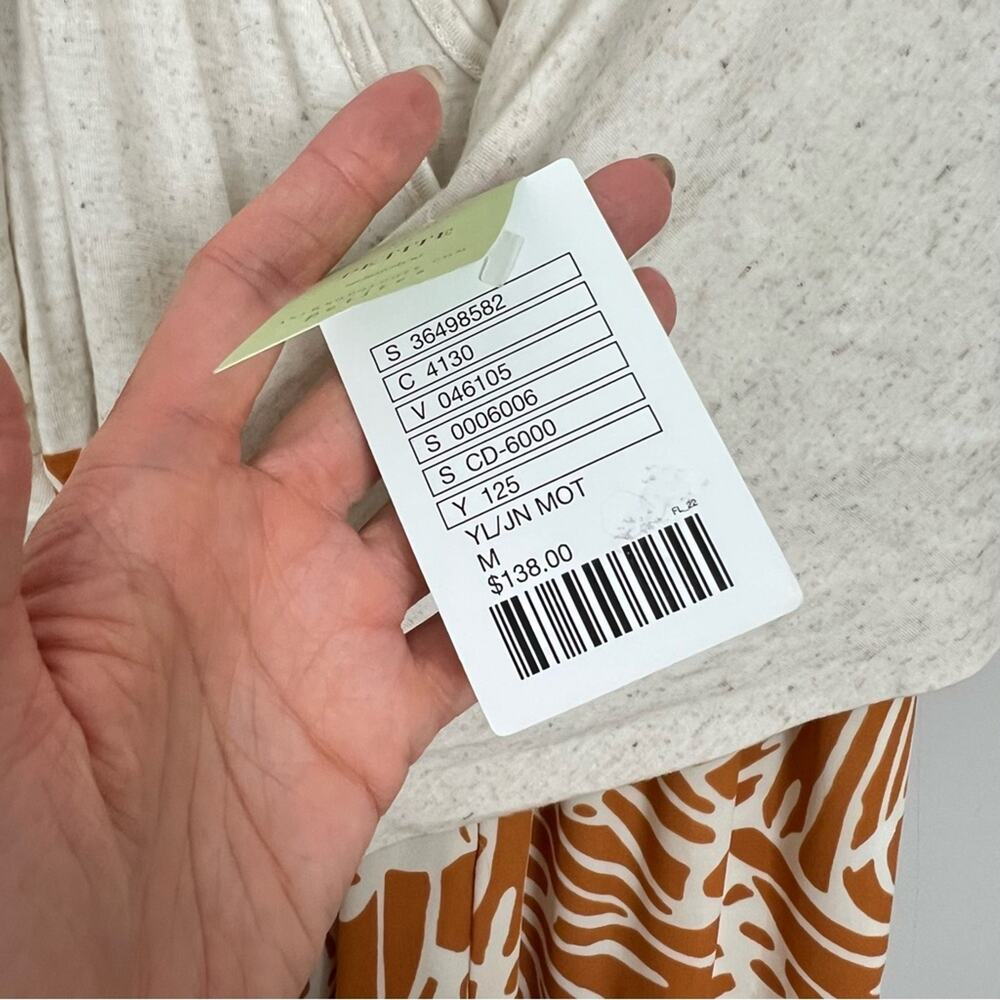 NWT anthro Amadi Lola Cross Wrap Dress sz M Cream Orange Nursing Tencil Linen - Picture 4 of 8